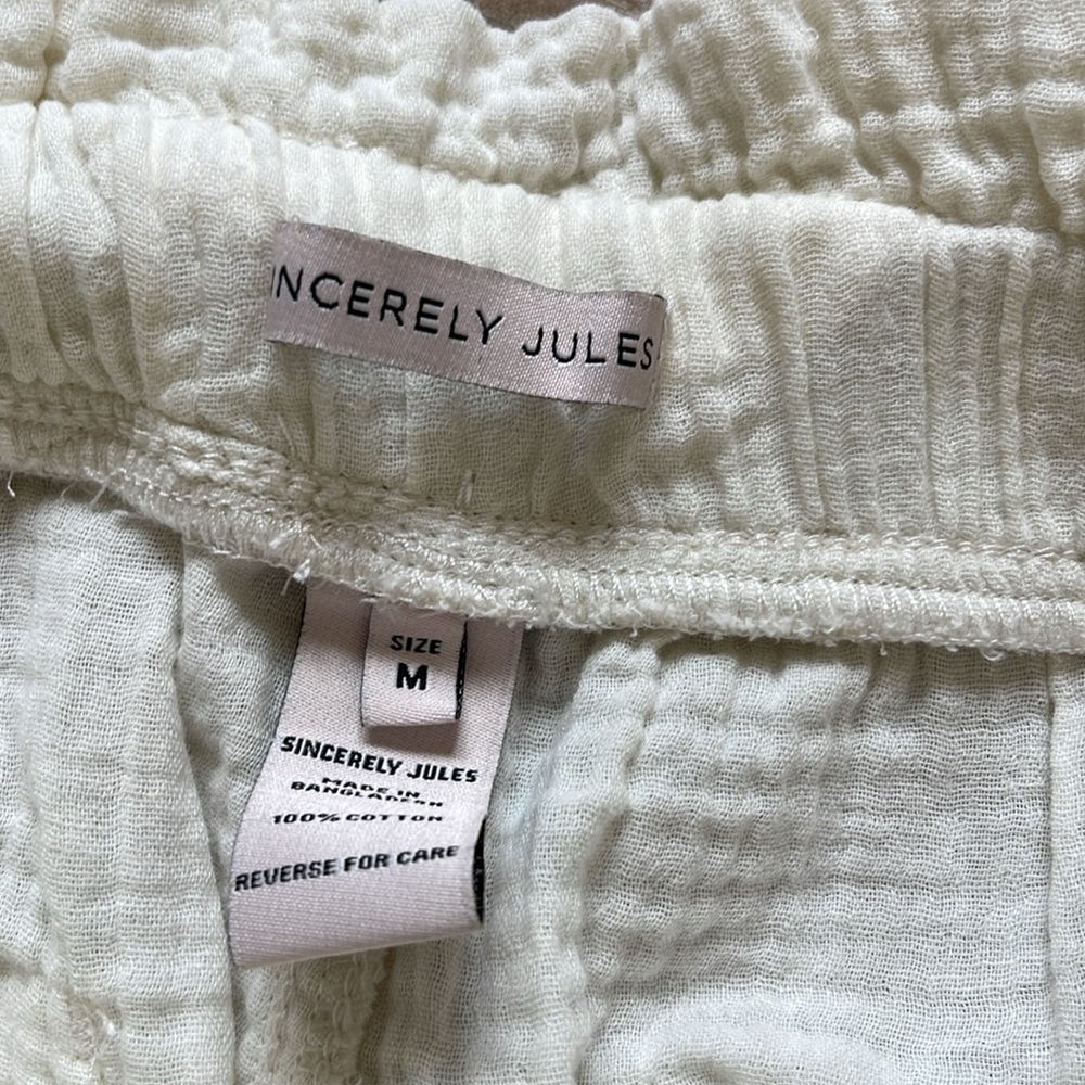 Sincerely Jules Wide Leg Cropped Gauze Pants MEDIUM - Picture 8 of 10